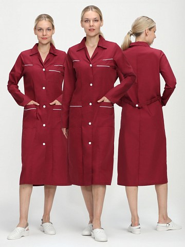 Халат женский Диана (тк.ТиСи), бордовый/белый