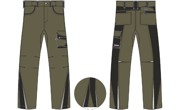 Брюки ProfLineLeader (тк.Хлопок/Спандекс,260), хаки/черный