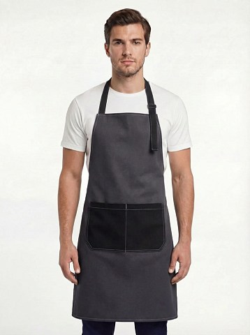 Фартук с грудкой Модеринт (тк.Смесовая,210), серый/черный