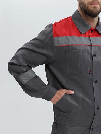 Костюм Лигор®-2 СОП (тк.Смесовая,210) п/к, т.серый/красный