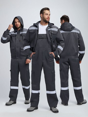 Костюм Нейч-2 СОП с капюшоном (тк.Смесовая,210) п/к, т.серый/св.серый