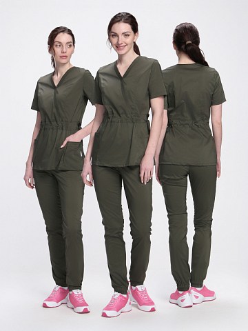 Костюм женский хирургический Модерн-004 (тк.Стрейч,120) MedLine, хаки