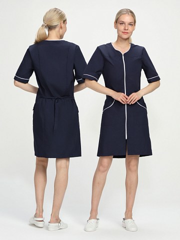 Халат женский Стелла (тк.ТиСи), т.синий/белый