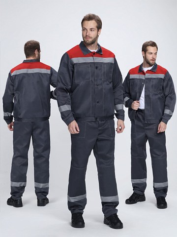 Костюм Лигор-1 СОП (тк.Смесовая,210) брюки, т.серый/красный