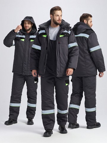 Костюм зимний Ховард (тк.Смесовая,240) п/к, т.серый/черный/лимонный