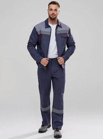 Костюм Флофт-1 СОП У. (тк.Саржа,250) брюки, т.серый/св.серый