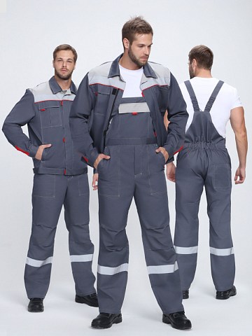 Костюм Флофт-2 Премиум СОП (тк.Смесовая,240) п/к, т.серый/серый/красный