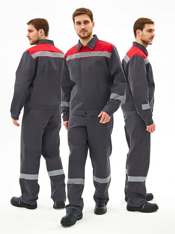 Костюм Липецк-1 СОП CH (тк.Смесовая,280) брюки, т.серый/красный