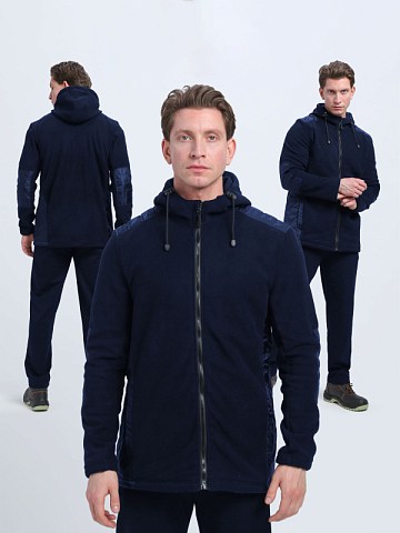 Куртка с капюшоном Кэмп (тк.Флис), т.синий
