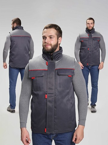 Жилет утепленный Флофт (тк.Смесовая,210), т.серый/серый