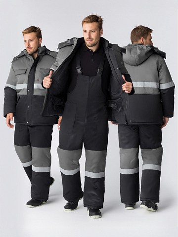 Костюм зимний Нордхард-2 СОП (тк.Смесовая,250) п/к, черный/серый