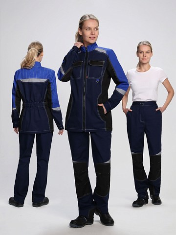 Костюм женский Вектрон-1 (тк.Смесовая,240) брюки, т.синий/васильковый/черный