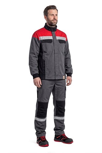 Костюм "Акцент" т.серый/красный