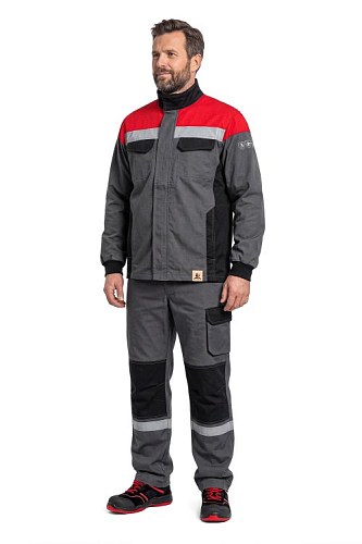 Костюм "Акцент" т.серый/красный