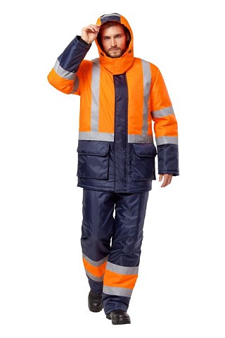 Костюм сигнальный оранжевый/синий (зимний)