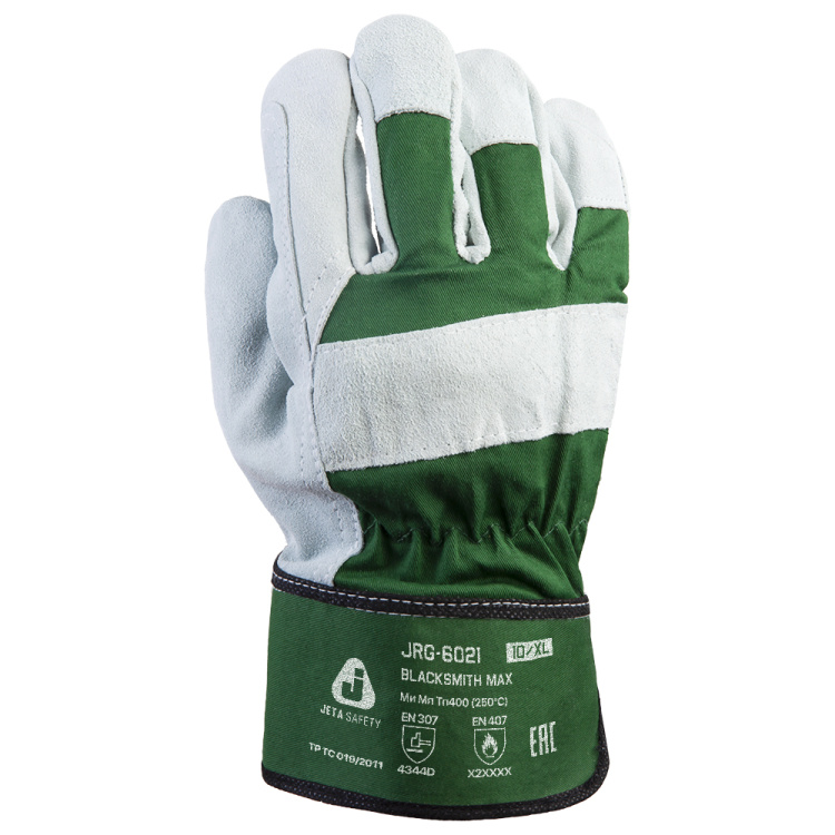 Комбинированные перчатки из кожи и хлопка