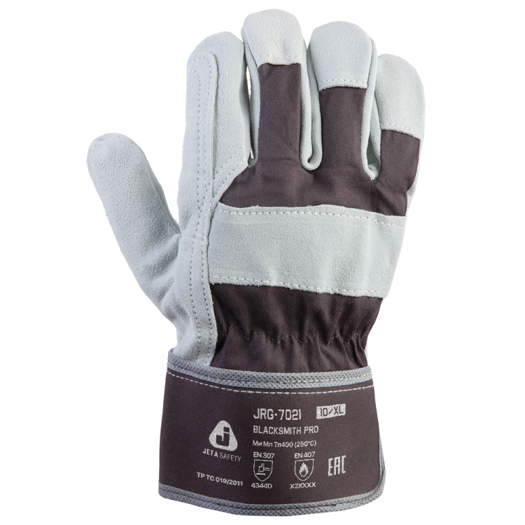 Комбинированные перчатки из кожи и хлопка